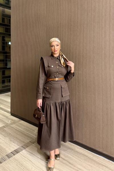 Açelya Elbise Kahverengi