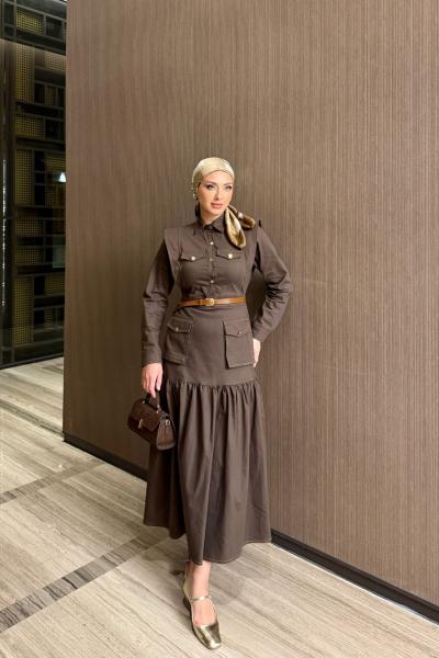 Açelya Elbise Kahverengi