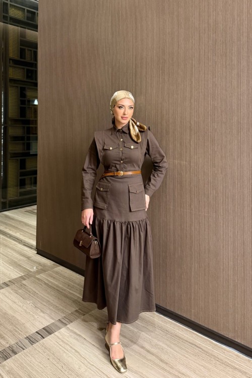 Açelya Elbise Kahverengi