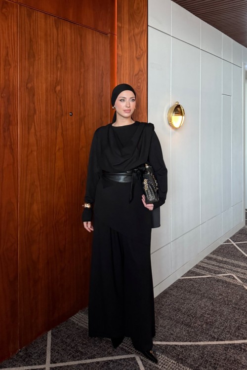 Ahsen Pantolonlu Takım Siyah