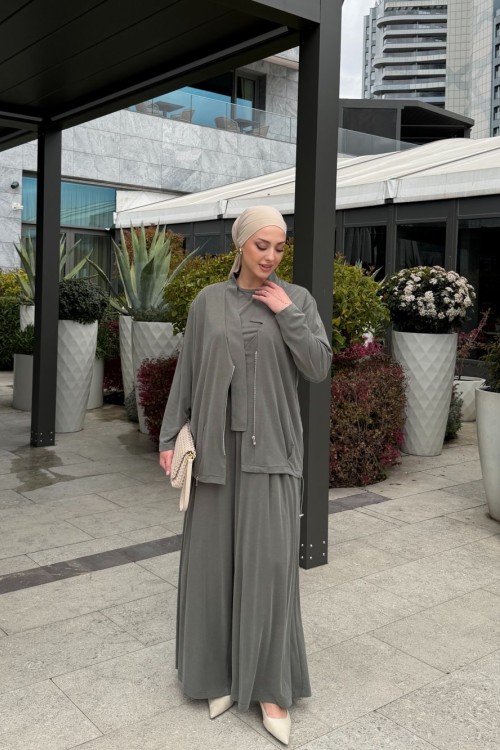 Aliye Üçlü Takım Mint Gri