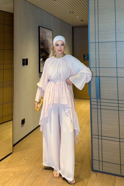 Almina Pantolon Takım Pudra