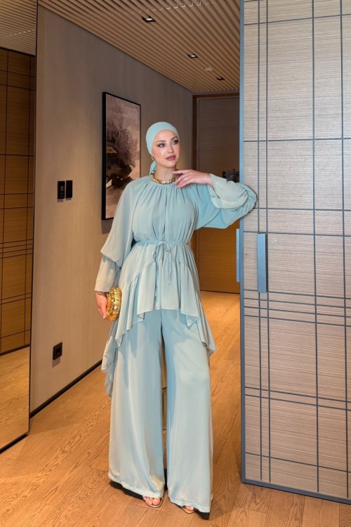 Almina Pantolon Takım Mint