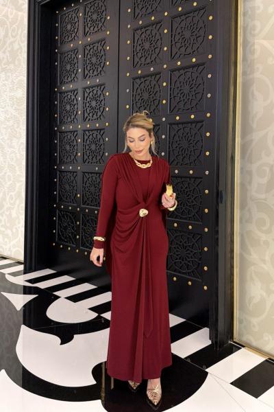 Asena Elbise Bordo