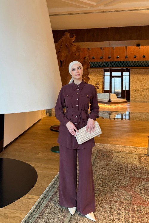 Asu Pantolon Takım Mürdüm