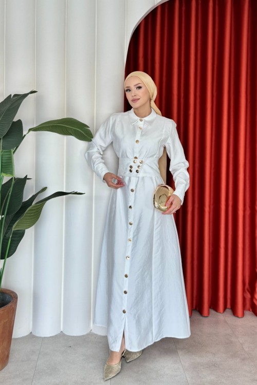 Ayşıl Elbise Ekru