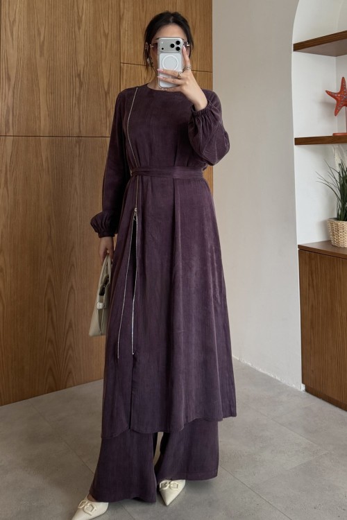 Ayşin Pantolonlu Takım Mürdüm