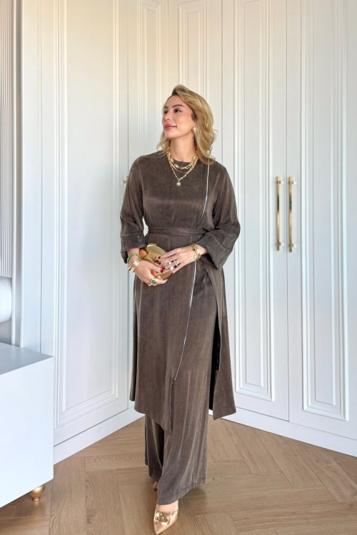 Ayşin Pantolonlu Takım Kahverengi