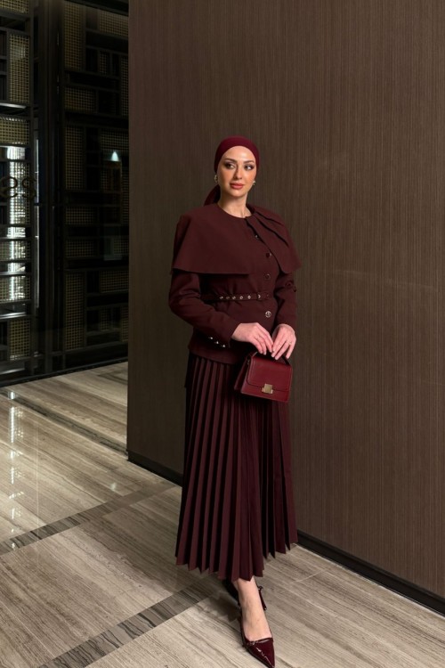 Ayza Etekli Takım Bordo