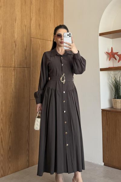 Başak Elbise Koyu Kahve