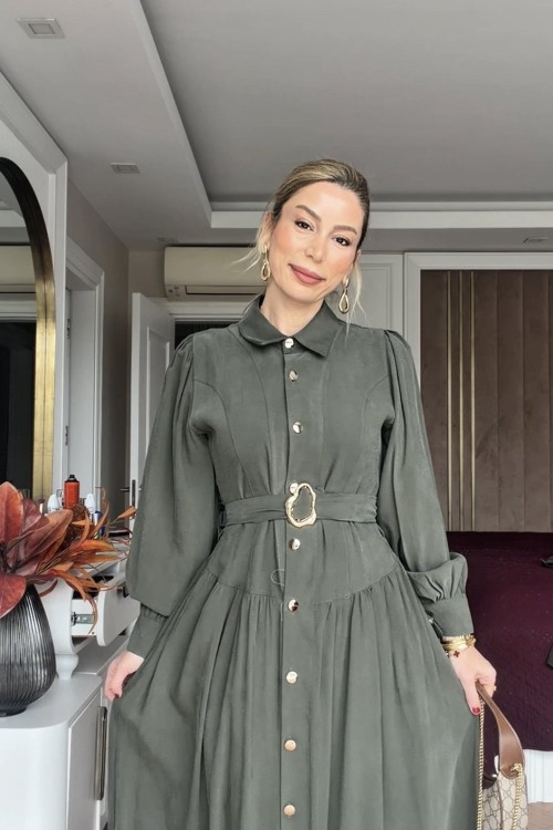 Başak Elbise Koyu Yeşil