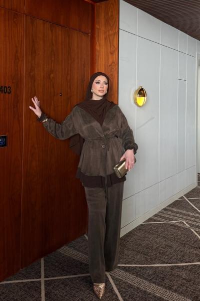 İpek Elbise Acı Kahve