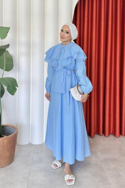 Sevim Etekli Takım Bebe Mavisi