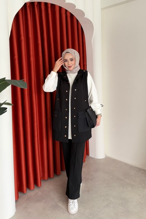 Berfin Üçlü Pantolon Takım Siyah