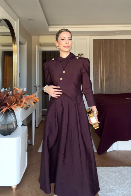 Birsen Elbise Takım Mürdüm