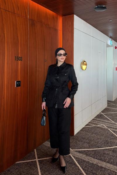 Çağla Pantolonlu Takım Siyah