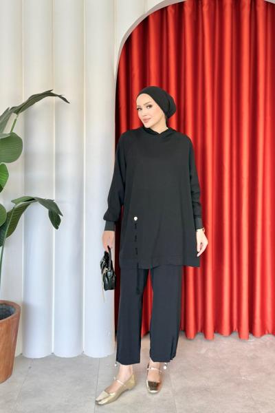 Cansu Pantolonlu Takım Siyah