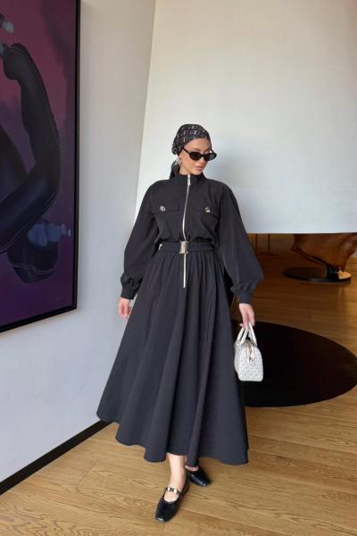 Dilber Trenç Elbise Siyah