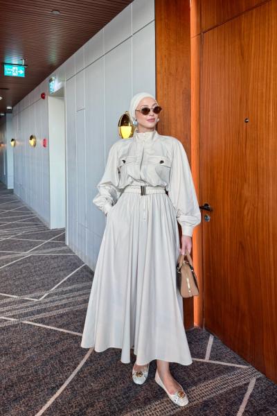 Dilber Trenç Elbise Bej