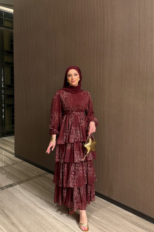 Ekin Elbise Bordo