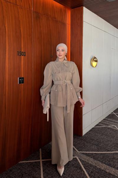 Emine Pantolonlu Takım Vizon