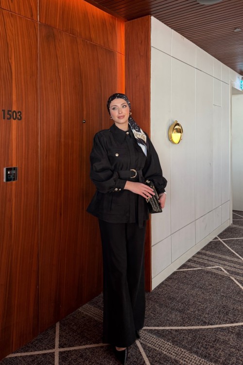 Emine Pantolonlu Takım Siyah