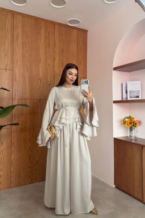 Erna Pantolonlu Takım Krem