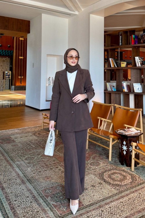 Esin Pantolonlu Takım Acı Kahve