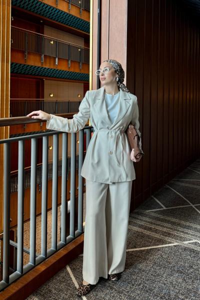 Esin Pantolonlu Takım Taş Rengi