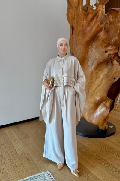 Esra Pantolonlu Takım Krem