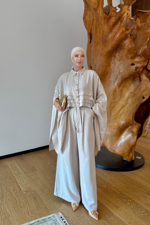 Esra Pantolonlu Takım Krem