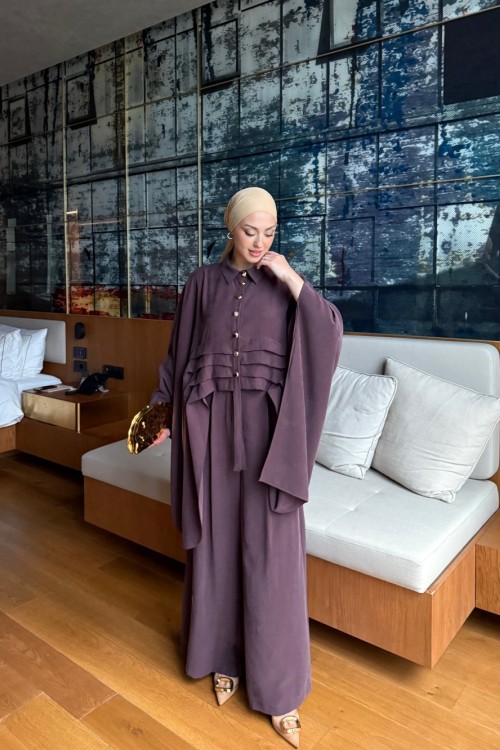 Esra Pantolonlu Takım Mürdüm