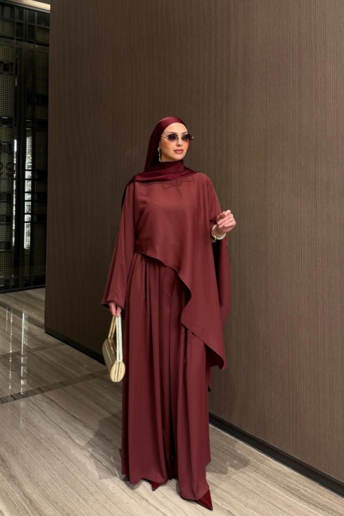 Gamze Pantolon Takım Bordo