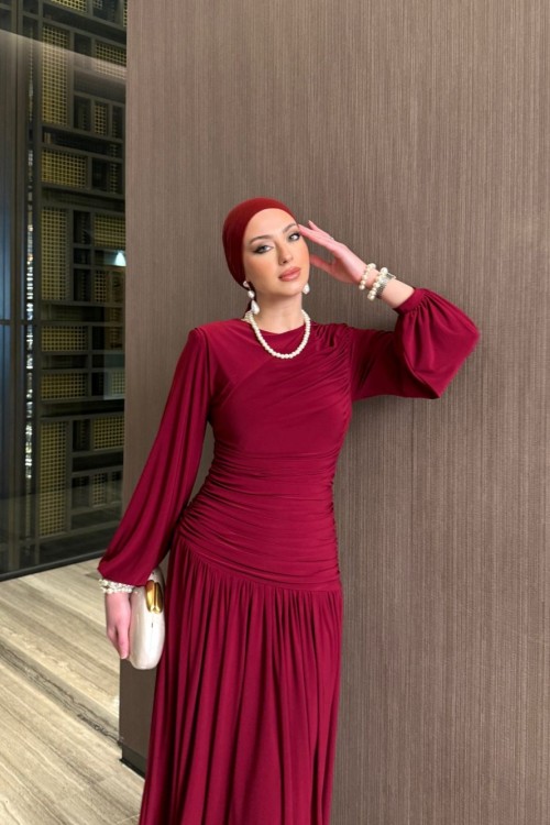 Gizem Elbise Bordo