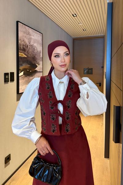 Gökçe Etekli Takım Bordo