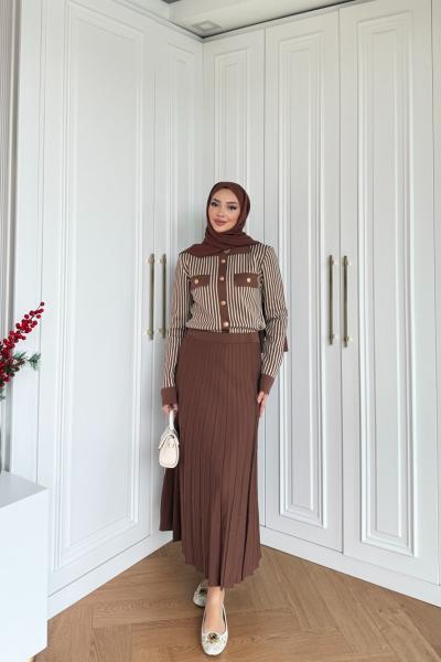 Gönül Etekli Takım Kahverengi