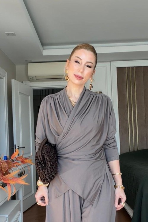 Gülcan Pantolonlu Takım Vizon