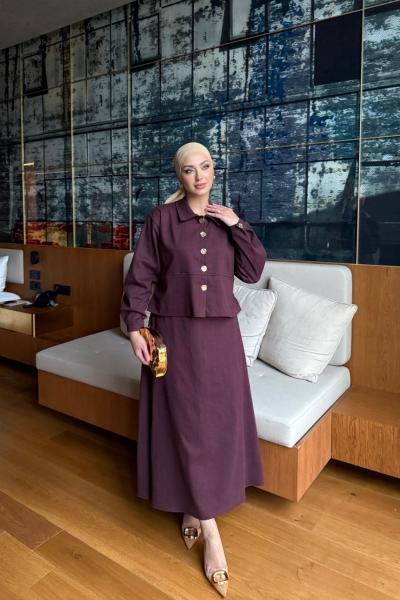 Gülce Etekli Takım Bordo