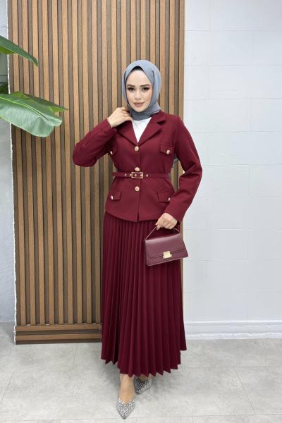Gülden Etekli Takım Bordo