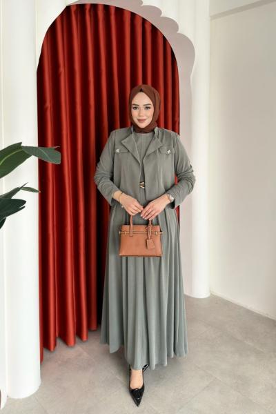 Gülsüm Elbise Takım Haki