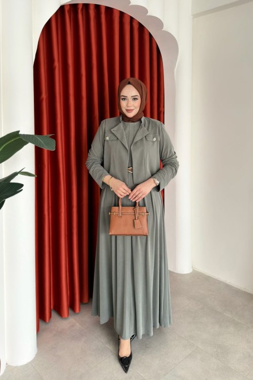 Gülsüm Elbise Takım Haki