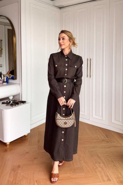 Güneş Elbise Kahverengi