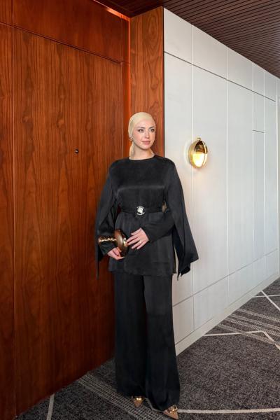 Hacer Pantolonlu Takım Siyah