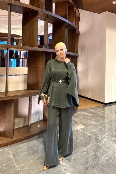 Hacer Pantolonlu Takım Haki