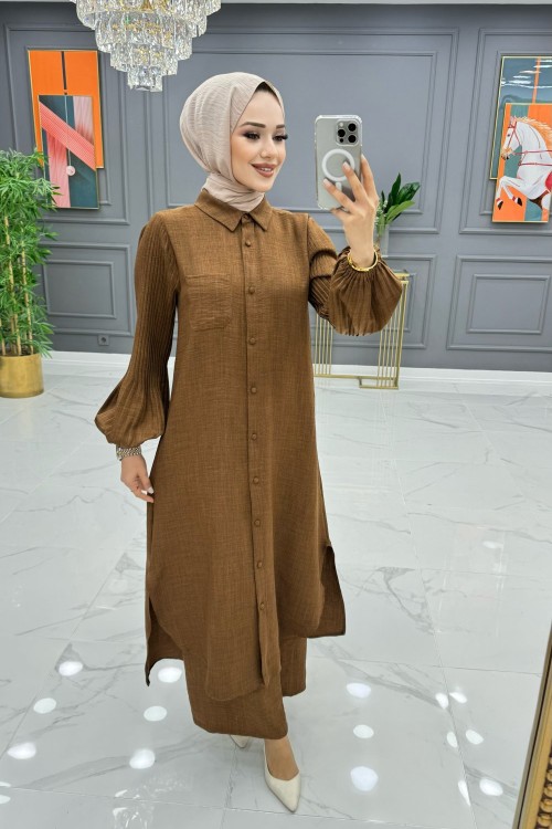 Yıldız Elbise Kahverengi