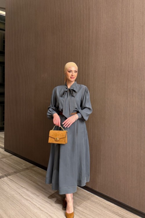 Hasibe Etekli Takım Mint Gri