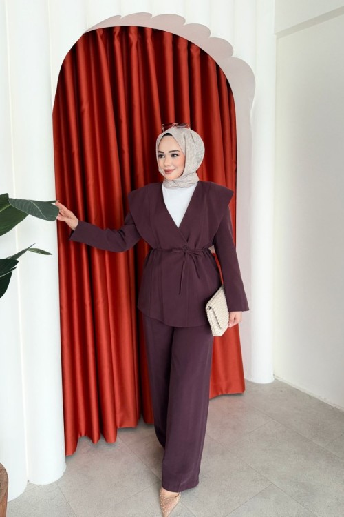 Hira Pantolon Takım Mürdüm