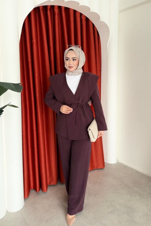 Hira Pantolon Takım Mürdüm