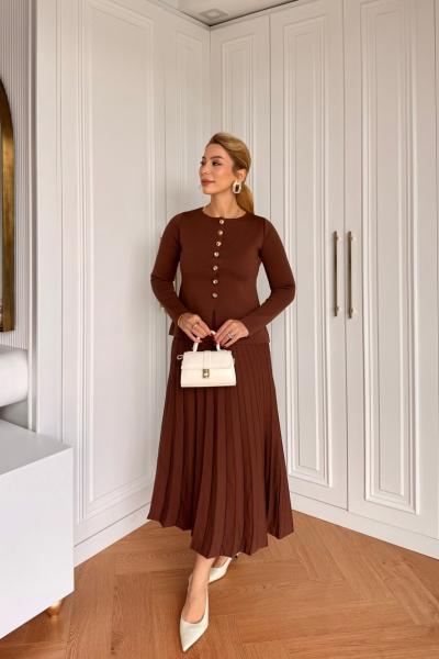 Huri Etekli Takım Kahverengi