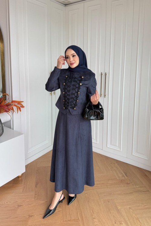 Hüsna Etekli Takım Lacivert